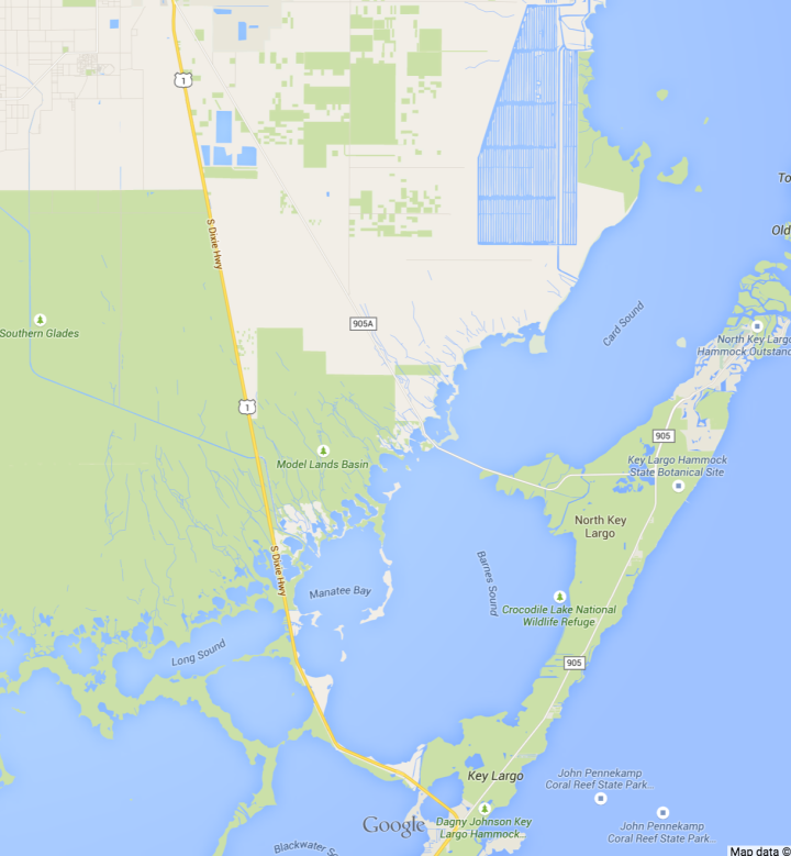 Routes from Key Largo to the mainland